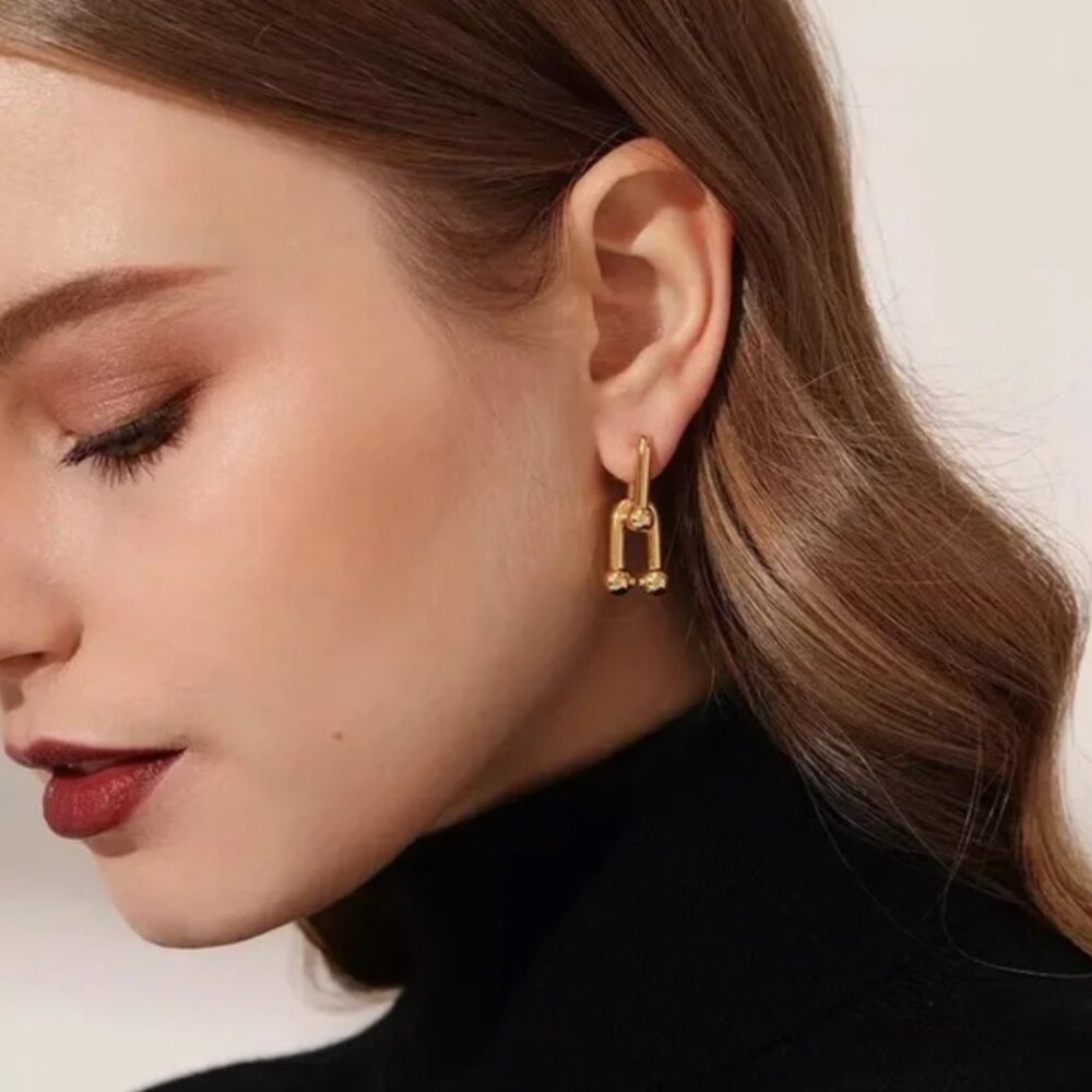 14K gold filled chain link earrings - Picture 4 of 4